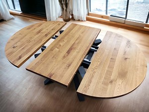 Handcrafted Solid Oak Extendable Dining Table – Round Oval, Metal Legs - Etsy Canada