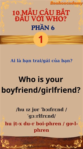 10 MẪU CÂU TIẾNG ANH BẮT ĐẦU VỚI WHO? PHẦN 6 #luyennghetienganhmoingay #luyennghetienganhtheochude #tienganhgiaotiep #hoctienganhgiaotiep #hoctienganhonline #maucautienganh #maucaugiaotieptienganh #hoctienganh #hoctienganhmoingay #hoctienganhtheochude #tienganhmoingay | Học Tiếng Anh Online | Facebook