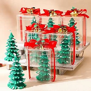 MTLEE 8 Set Christmas Candles Gift Xmas Candles for Women Wax Realistic Christmas Tree Shaped Candle for Christmas Party Holiday New Year Decoration (Tree Shape)
