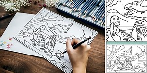 Cute Prehistoric Colouring Sheet