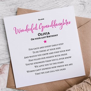 21st Birthday Cards | for Granddaughter - Etsy UK