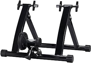 Yaheetech Indoor Magnet Steel Bike Bicycle Exercise Trainer Stand Resistance Stationary Bike Trainer w/Front Wheel Support and Quick Release Skewer