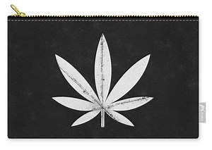 Minimal Cannabis Leaf Black- Art by Linda Woods Zip Pouch by Linda Woods