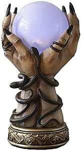 Ebros Gift Wicca Psychic Fortune Teller Witch Oracle Hands with Slithering Snakes and Rotating Colorful LED Light Scrying Glass Gazing Ball Figurine Witchcraft Wiccan Witches Decor