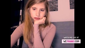 Blonde teen tranny jerking off | aShemaleTube