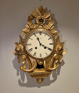 Antique Swedish Gilded Wall Clock | Rococo Revival | Westerstrands | Ornate Floral Cartouche | Decorative Timepiece - Etsy