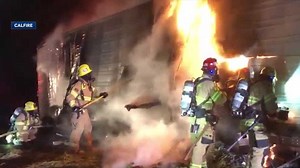 Semi truck hauling alfalfa catches fire along I-80 in Placer County