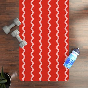 Wavy Stripe Bric Brac Yoga Mat | Rubber Back Pilates Gym Mat - Etsy Australia