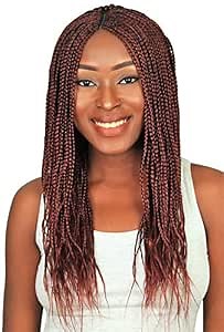 WOW BRAIDS Braided Wigs, Small Box Braid Wig - Color 35-18 Inches. Synthetic Hand Braided Wigs for Black Women.