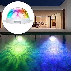 LED Pool Lights with APP Control, 15W RGB Dimmable Underwater Submersible Lights IP68 Waterproof Music Sync Color Changing Pool Light