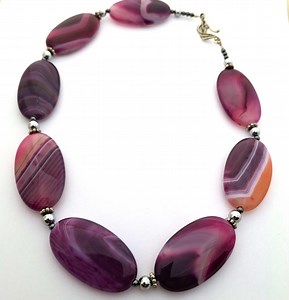 Vintage Purple Agate Oval Translucent Bead Necklace - Etsy Canada