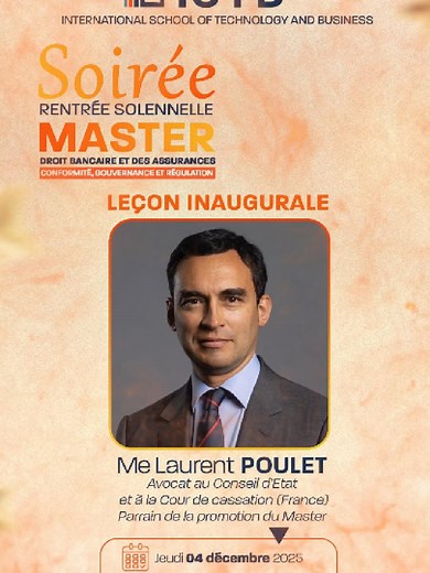 SOIREE RENTREE SOLENNELLE MASTER Ensemble soyons au rendez vous ce Jeudi 04 Décembre 2025 pour la soirée rentrée solennelle Master #ISTB #Master #viraltiktok