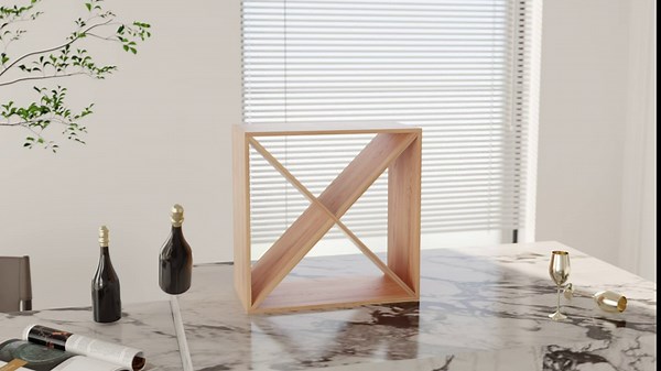 24 Bottle Modular Wood Wine Rack, Stackable Modern Wine Storage Cube for Bar Cellar Kitchen Dining Room, Burlywood