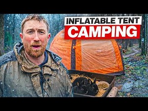 Inflatable Tent Camping In The Rain With My Twin Girls