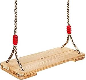 Wooden Tree Swing Seat, Kids Adult Teen Hanging Swings with Sturdy Rope Nylon, Tree Swing Rope Indoor Outdoor Garden Yard Playground, Durable Wood Swings, 220 lbs Capacity