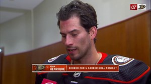 Aly catches Uncle Rico and gets his thoughts after goal #200. Congrats Adam Henrique!! 落閭 @AnaheimDucks | #FlyTogether | FanDuel Sports Network West | Facebook