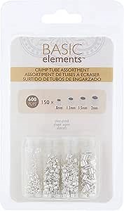 The Beadsmith Tube Crimp Beads, Basic Elements, 4 Vials in Assorted Sizes, Silver Color, Uniform Cylindrical Shape, No Sharp Edges, Designed to Secure The Ends of Jewelry Stringing Wires and Cables