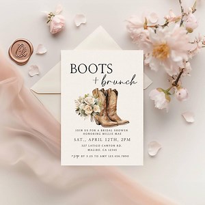 Boots and Brunch Bridal Shower Invites, Editable Template, Western Bridal Shower, Edit & Print Today, Boots and Brunch Templett, Babcr - Etsy