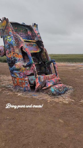 Wanna spray paint cars? Definitely come check out Cadillac Ranch in Amarillo, Texas. the kids finally took me over to see it all on our stop. Make sure to bring a can of paint and enjoy! #crazykleinadventure #amarillotexas #amarillo #cadillac | Emily Gerlach Klein