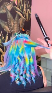 Living in a fantasy world 🌈🌎 At least colorful hair can make us happier in these horrible times 😭 I have always said this but fuck ice & fuck trump #hairtutorial #rainbowhair #curls | Hair Painted With Love