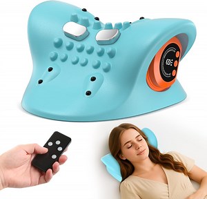 Neck Massager 2025, Neck and Shoulder Relaxer with Heat, 3 Modes, Portable Pillows for Pain Relief and Muscle Relax, 26° Angle Cervical Traction Device for Back, Shoulder