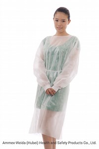 [Hot Item] Medical Use Non-Sterile Waterproof Disposable PP PE Isolation Gown for Prevent Pollution