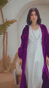 “Elegance takes center stage in the mesmerizing allure of this purple kaftan, a perfect choice to grace your Ramadan nights with style and grace. 💜✨ Embrace the beauty, order now! #RamadanElegance #PurpleKaftan | Milla Fashion