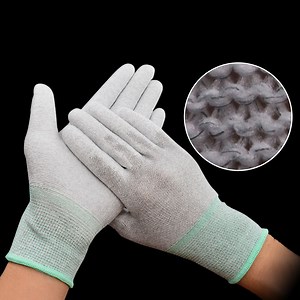 [Hot Item] Anti-Static PU Palm Coated Carbon Fiber Gloves Lint Free ESD Gloves