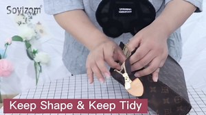 Soyizom Toiletry Pouch - Bag Organizer Insert for Cosmetics, Felt Purse Organizer Insert with Keychain & Gold Buckle & Zip (Small-19, Pink)