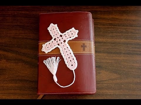 Beautiful Crochet Cross Bookmark tutorial - Right Handed