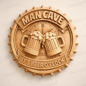 Man Cave Beer Clock CNC STL File | Wooden Bottle Cap Wall Art Bas Relief | Router Carving 3D Model | Digital Download Wood Decor Gift - Etsy Australia