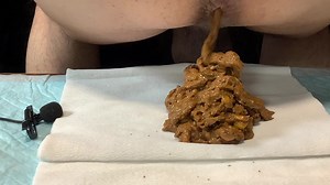 Poop after eating shrimp. With corn