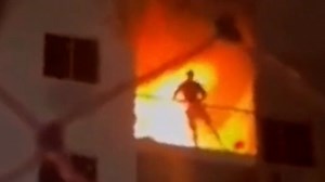 Horror vid shows last moments of bodybuilder who saved family & dog from fire