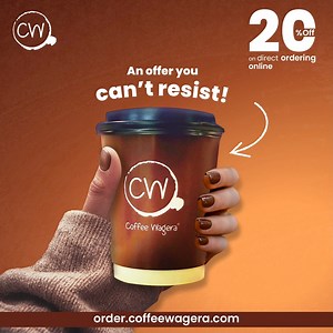 An extra special treat for you 😍 Offering flat 20% off on online orders! Order through: Order.CoffeeWagera.com | Coffee Wagera