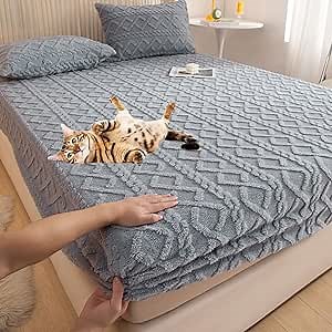Queen & King Size Elastic Bed Sheets - Quilted (Gray, Twin & Twin XL)