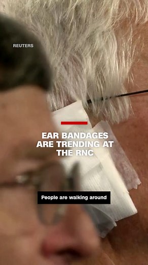 4.1K views · 97 reactions | Several RNC attendees are showing support for former President Donald Trump by placing bandages on their ears. CNN's Donie O'Sullivan met one of them. More moments from the RNC here: https://cnn.it/4d4JLdY | CNN Politics | Facebook