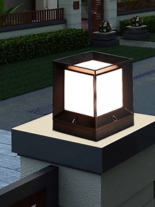 Pillar Lights Outdoor, Column Lights Fixture Aluminum Exterior Pillar Lamp E26 Waterproof IP55 Outdoor Column Lights Patio Post Light Square Fence Guardrail Doorway Porch Pillar Lights