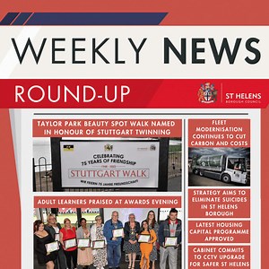 📰A lot has happened in #StHelens over the last 7 days... 🇩🇪 Taylor Park beauty spot named in honour of Stuttgart twinning partnership 🏆 Adult learners praised at awards evening 🟢 Council's fleet modernisation continues to cut carbon and costs ❌ Strategy aims to eliminate suicides in St Helens Borough 🏠 Safe and accessible homes for all with housing capital programme 🎥 Cabinet commits to CCTV upgrade for a safer St Helens | St Helens Borough Council