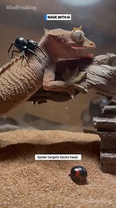 389K views · 756 reactions | The Giant Leaf Tail Gecko must survive this twin Black Widow encounter or forfeit its territory and its life. #LeafTailGecko #BlackWidow #NatureClash #InsectEncounter #Survival ⚙️ AI-generated nature dramatization — no real creatures involved. | MindFreaking | Facebook