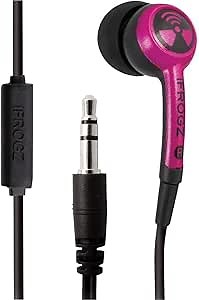 iFrogz Earpollution Plugz Earbuds with Mic - Retail Packaging - Hot Pink