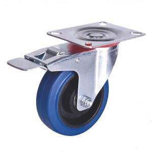 [Hot Item] OEM Industrial Trolley Wheels 8 Inch Swivel Elastic Rubber Castor Wheel Caster with Total Brake