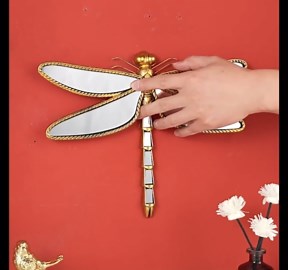 Dragonfly Mirror Wall Decor - Gold, Handmade Dragonflys Wall Decor, Creative Butterfly Mirror Glass WallDecor, Perfect for Victorian and European Themed Homes (X Dragonfly, Big)