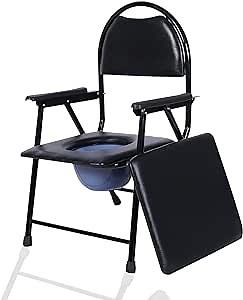 Bedside Commodes for Seniors, Portable Toilet for Adults with Potty Folding Commode Chair with Armrests Backrest, Adult Potty Chair for Home, Elderly, Disabled, Pregnant Woman, Hold Up to 330 lbs