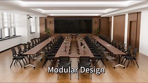 Modular Conference Table 4PCS, Folding Conference Room Tables on Wheels Grey 47.2in, Modern Rectangular Training Table for Office Meeting, Rolling Seminar Tables for 4-8