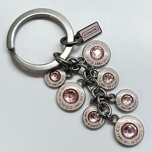 Coach Pink Crystal Key Fob Bag Charm EUC