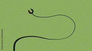 A thin, curving monster or cartoonish toothy staff in the form of a stem and head.