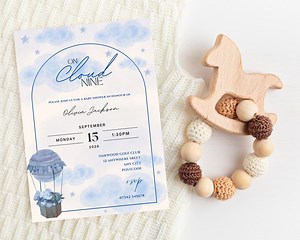 Baby Shower Cloud Nine | Invitation de baby shower modifiable | Baby Shower | Faire-part numérique | Baby Shower pour bébé garçon | Modèle imprimable - Etsy France