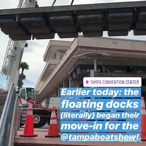  This just in from the Tampa Convention Center...  The floating docks are mooring their way into Tampa Bay, transforming the Tampa Convention Center into the area's largest floating marina for the duration of the show. Buy your tickets today: https://bit.ly/2wcpIbn. | Tampa Boat Show | Facebook