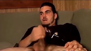 Verbal agressive thug shoots his load