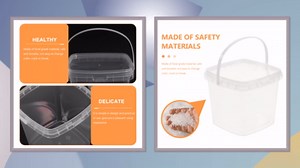 iplusmile Clear Plastic Bucket with Lid and Handle 3.75In Square Food Grade Container for Milk Tea Ice Cream Fruit Snacks Popcorn Party Use